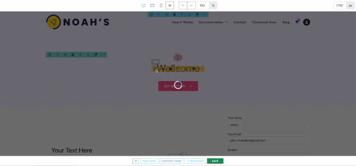 A clean, modern gif of the updated Noah’s Page Builder interface for Drupal in action