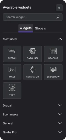 Noahs Creator left sidebar